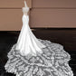 White Elegant Fashion Long Lace Satin Oversized Mermaid Slim Prom Dress Evening Dress Party Dress Wedding Dress nv4742