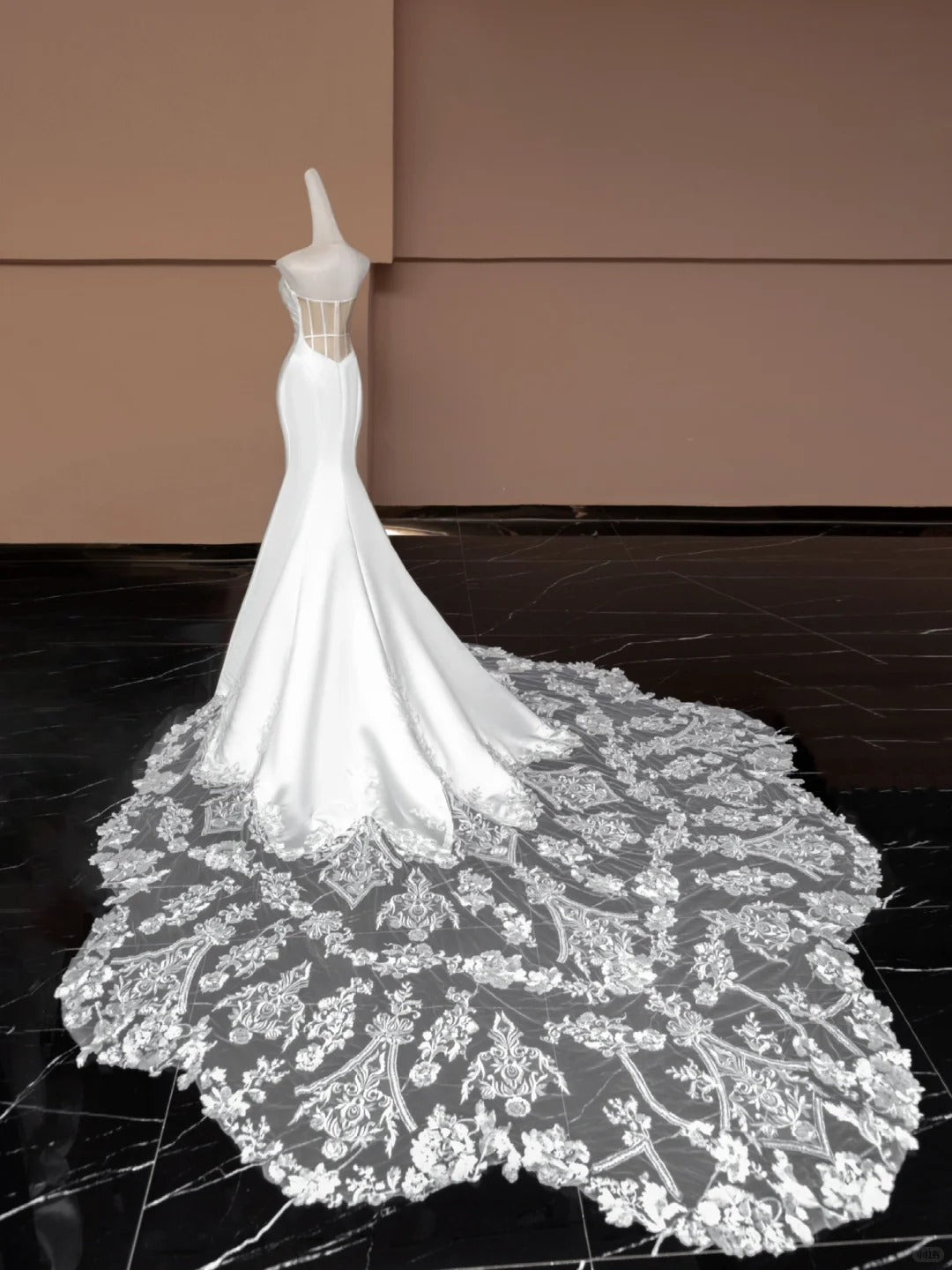 White Elegant Fashion Long Lace Satin Oversized Mermaid Slim Prom Dress Evening Dress Party Dress Wedding Dress nv4742