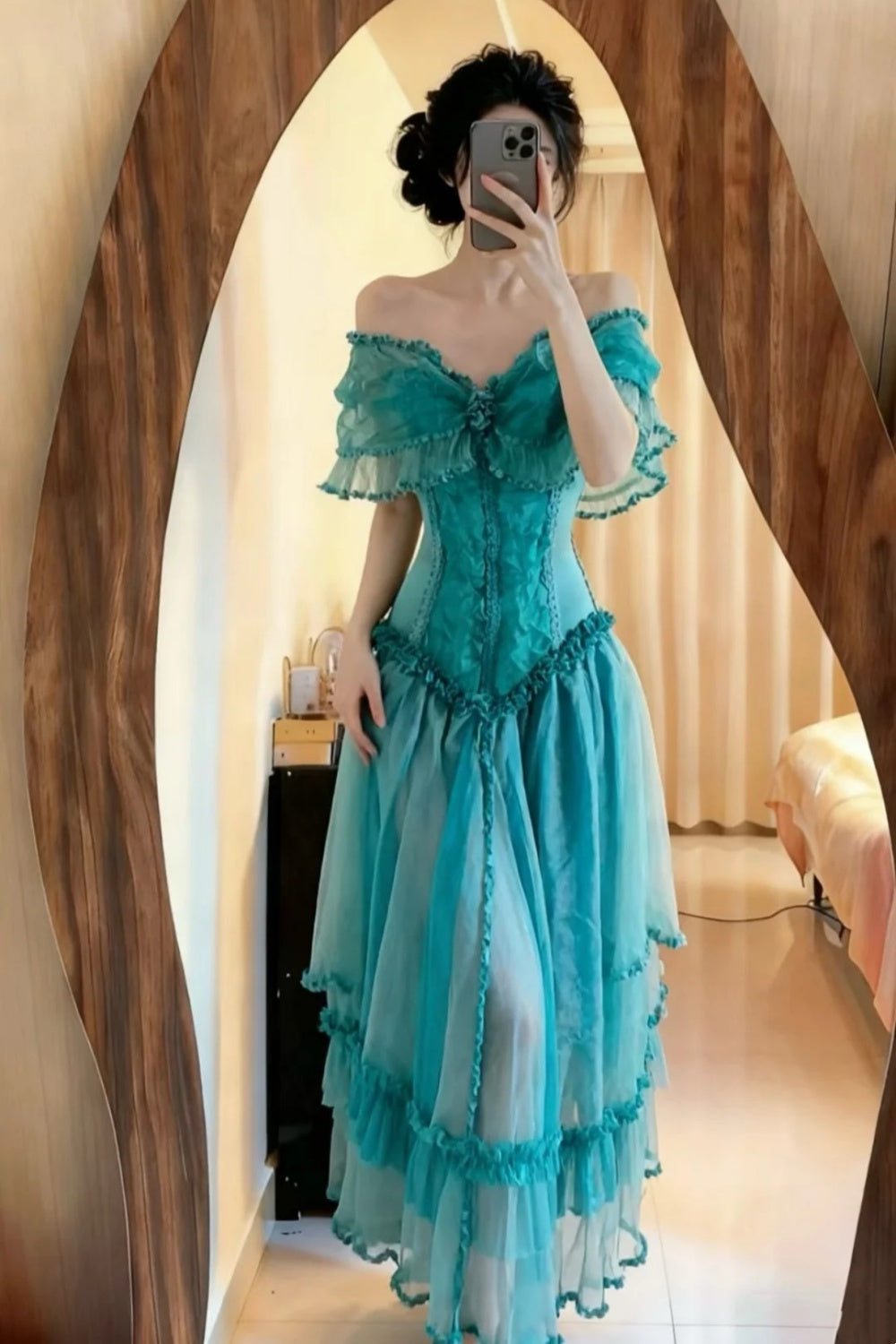 NiceVestidos – Langes, blaues Tüll-Prinzessinnenkleid NV5971