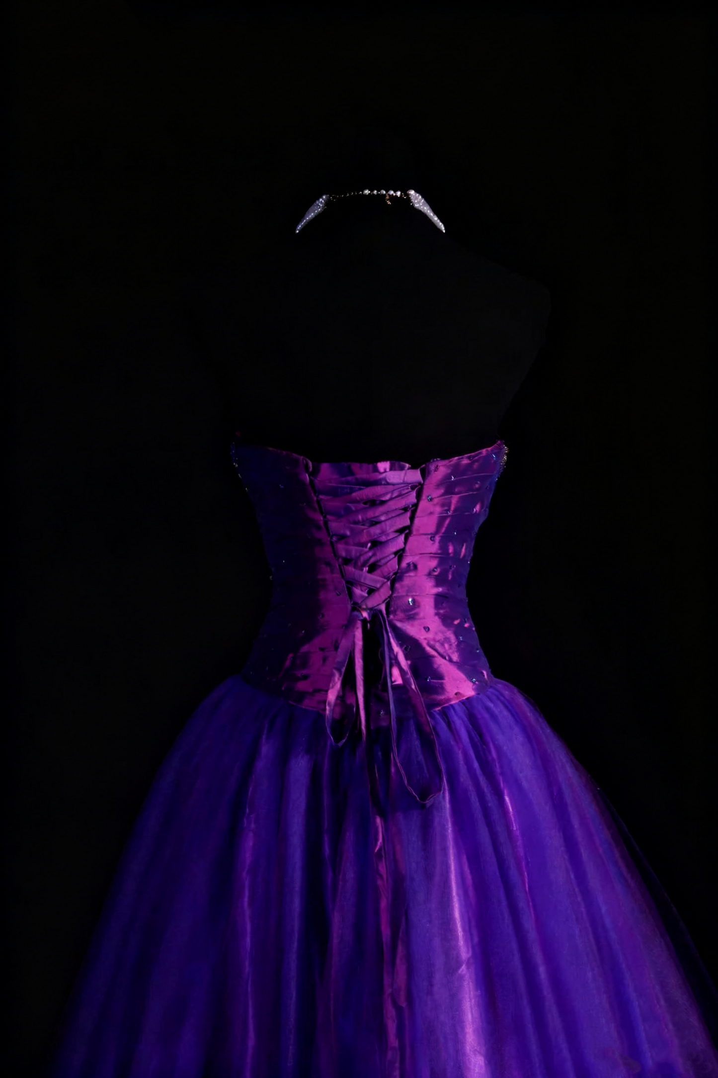 NiceVestidos--Vintage Purple Delicate Beaded Long Satin Tulle Ball Gown Graduation Dress NV5861