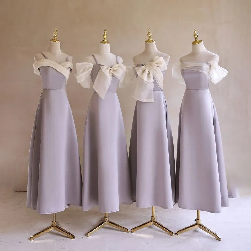 Purple Fashion Elegant Long Satin Tulle Bridesmaid Dresses Prom Dresses Evening Dresses Party Dresses Graduation Dresses nv4044