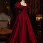 Vampire Red Princess Traditional Red Toasting Dress Long Satin Princess Gown NV6534