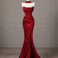 Burgundy Beaded Long Satin Ball Gown Evening Dress nv4436