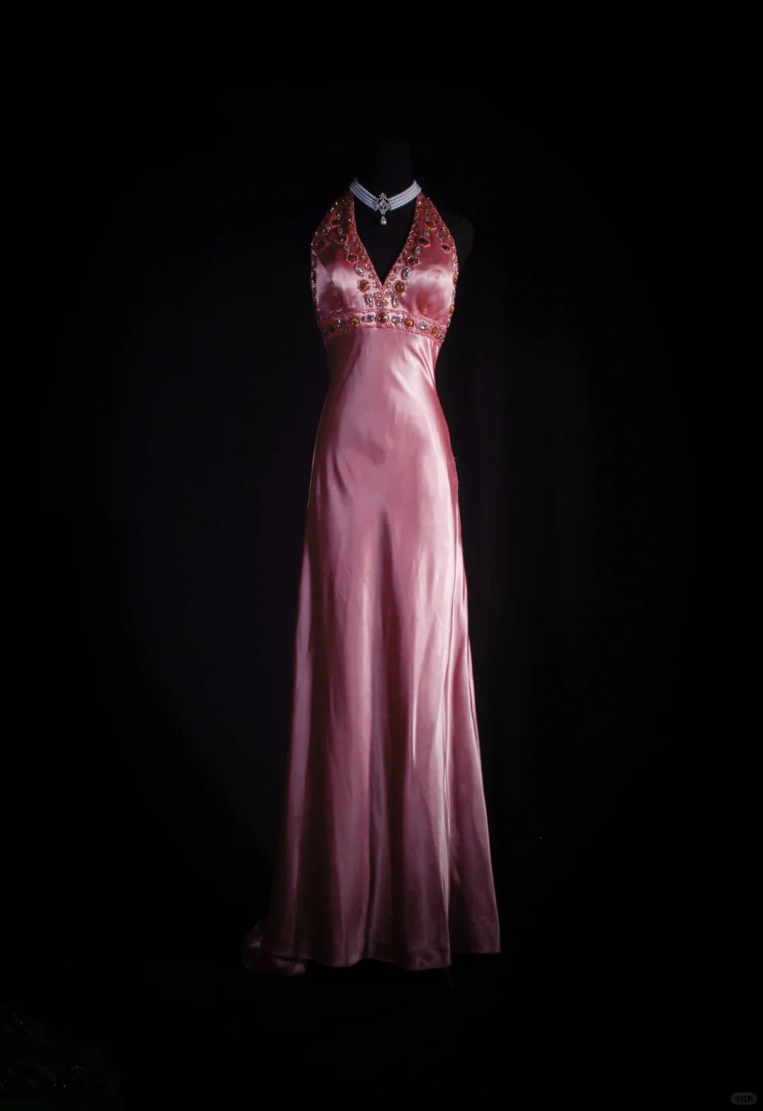 Pink exquisite beaded retro fashion long satin prom dress party dress nv5210