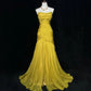 Yellow Elegant Long Tulle Prom Dres Evening Dress nv4926