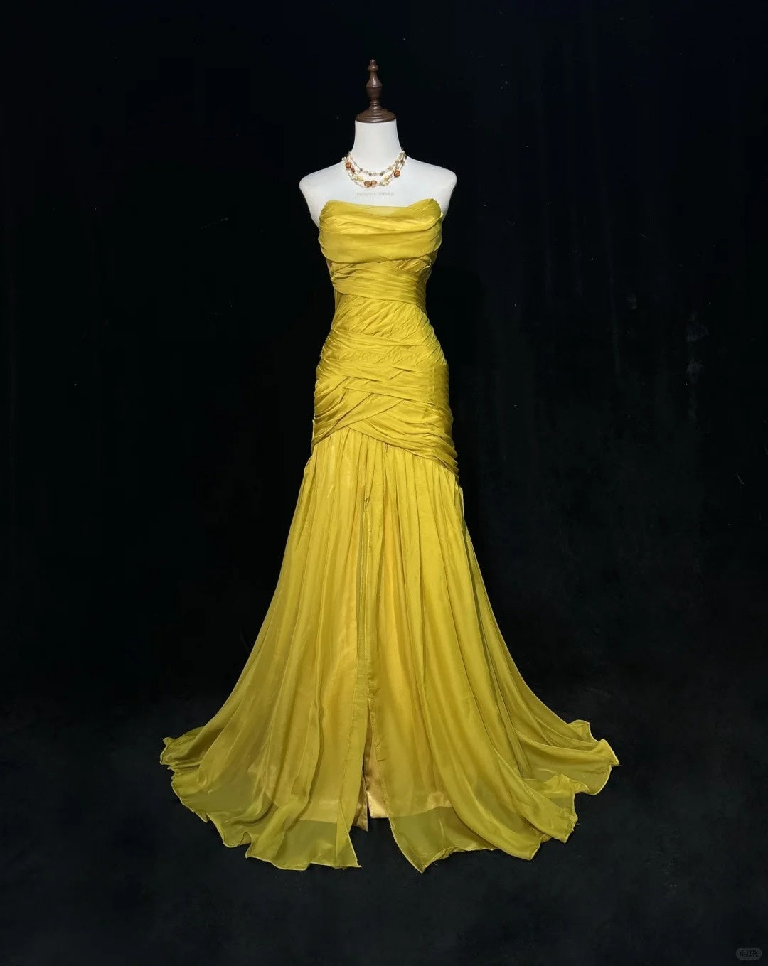 Yellow Elegant Long Tulle Prom Dres Evening Dress nv4926