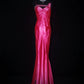 Rose Red Barbie Princess Fashion Off Shoulder Back Long Satin Prom Dress Evening Dress nv5205