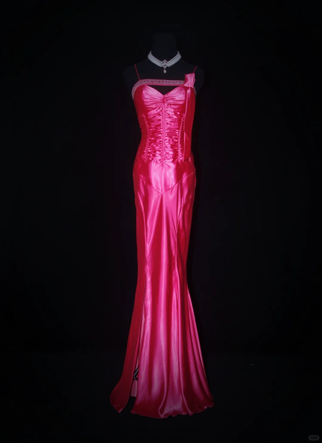 Rose Red Barbie Princess Fashion Off Shoulder Back Long Satin Prom Dress Evening Dress nv5205