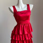 Red ruffle short satin homecoming dress birthday dress nv5159