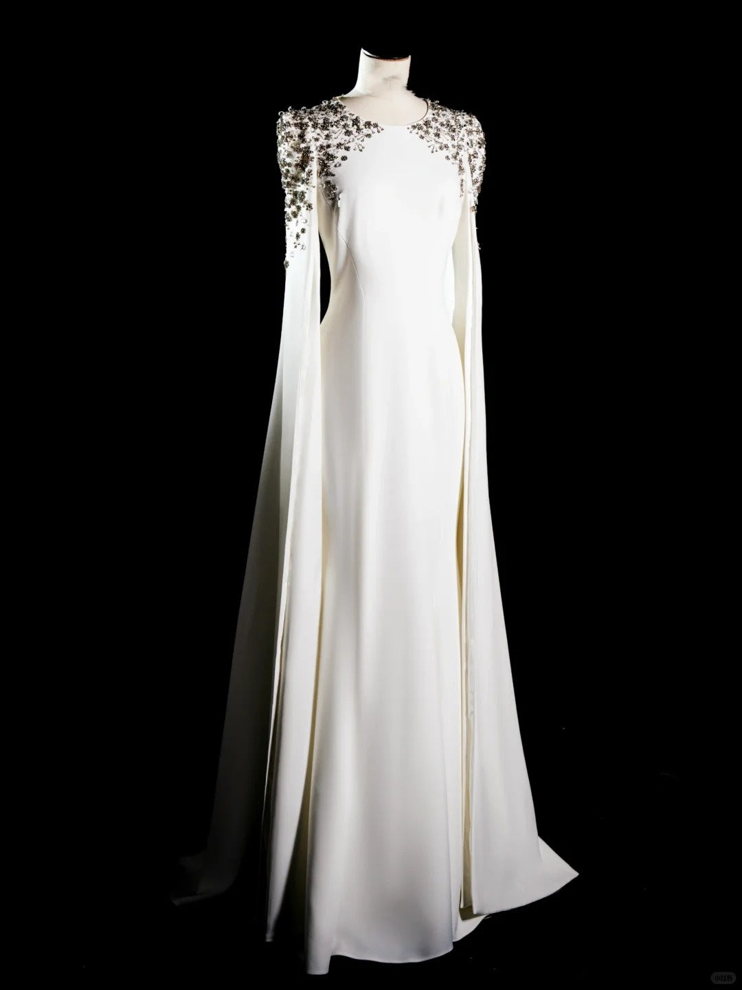 Robe de soirée longue blanche à manches longues et perles, robe de bal tendance, robe de soirée nv4359