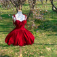 Red Homecoming Dress Short Velvet Ball Gown Evening Gown Cocktail Dress nv4417
