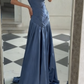 NiceVestidos-_ Evening Gown Blue Satin Floor-Length Evening Gown NV5951