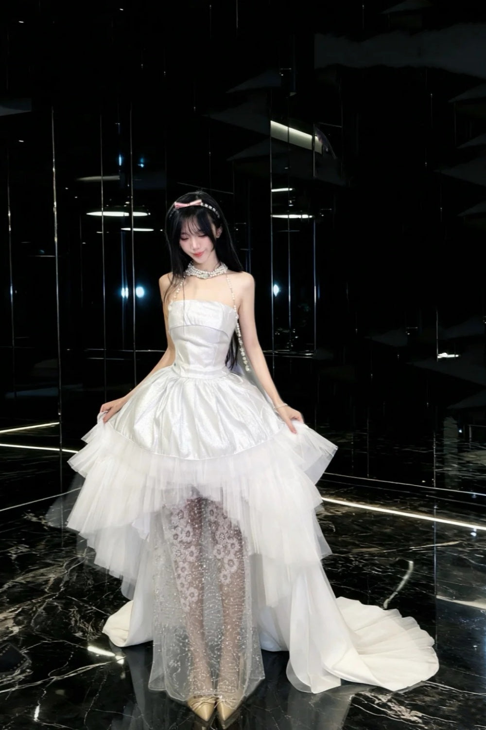 White short long dress NV6728