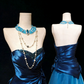 Stand Out! Royal Blue Strapless Satin Dress Beaded Tulle Hem Party Essential NV6835