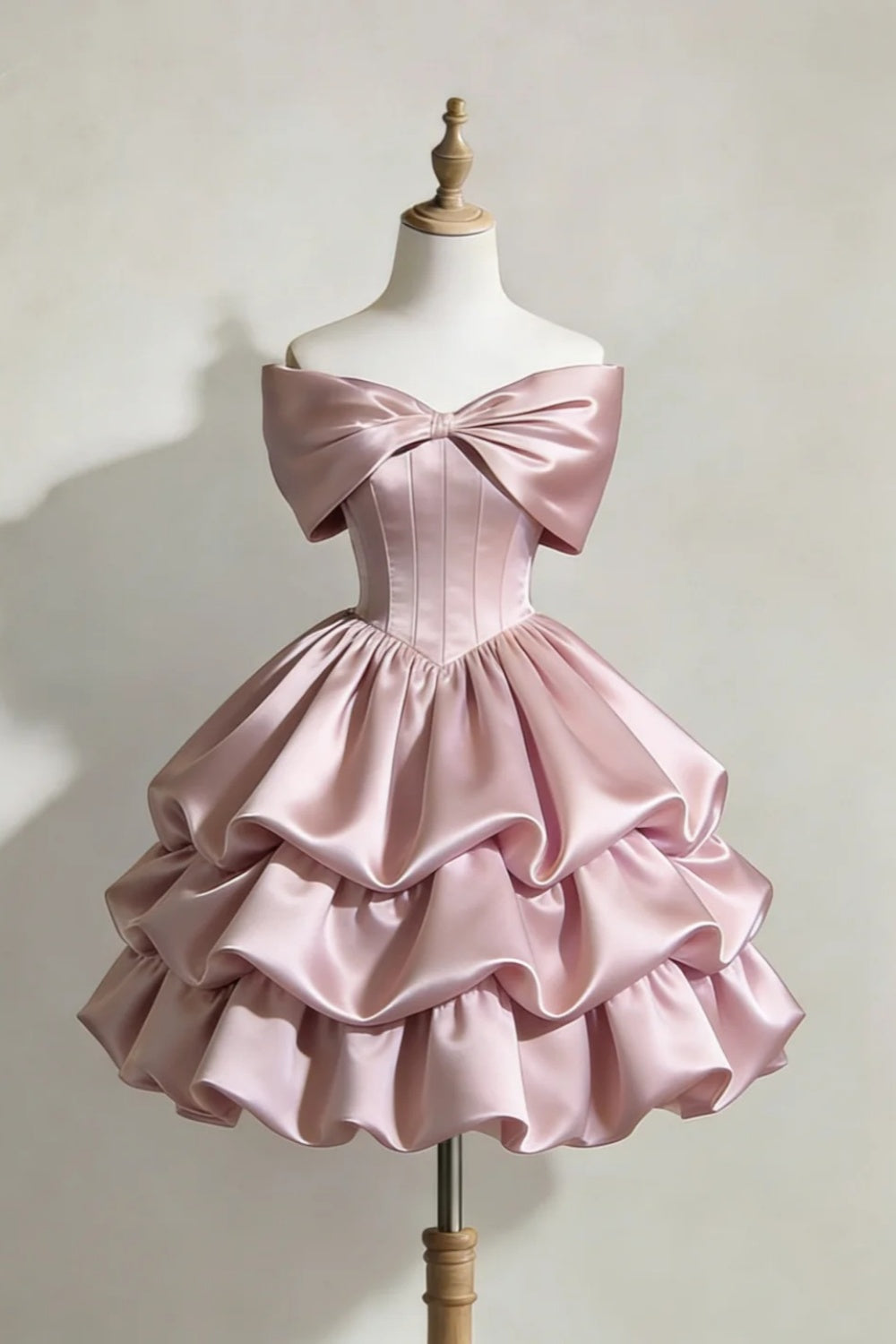 Pink Short Satin Homecoming Dress  NV6595