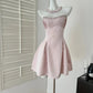 Pink Beaded Homecoming Dress Short Satin Prom Dress Birthday Dress Evening Dress nv4445