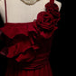 Red Elegant Beautiful Exquisite Floral Long Floor Length Chiffon Tulle Ball Gown Evening Gown Party Dress Prom Gown nv3982