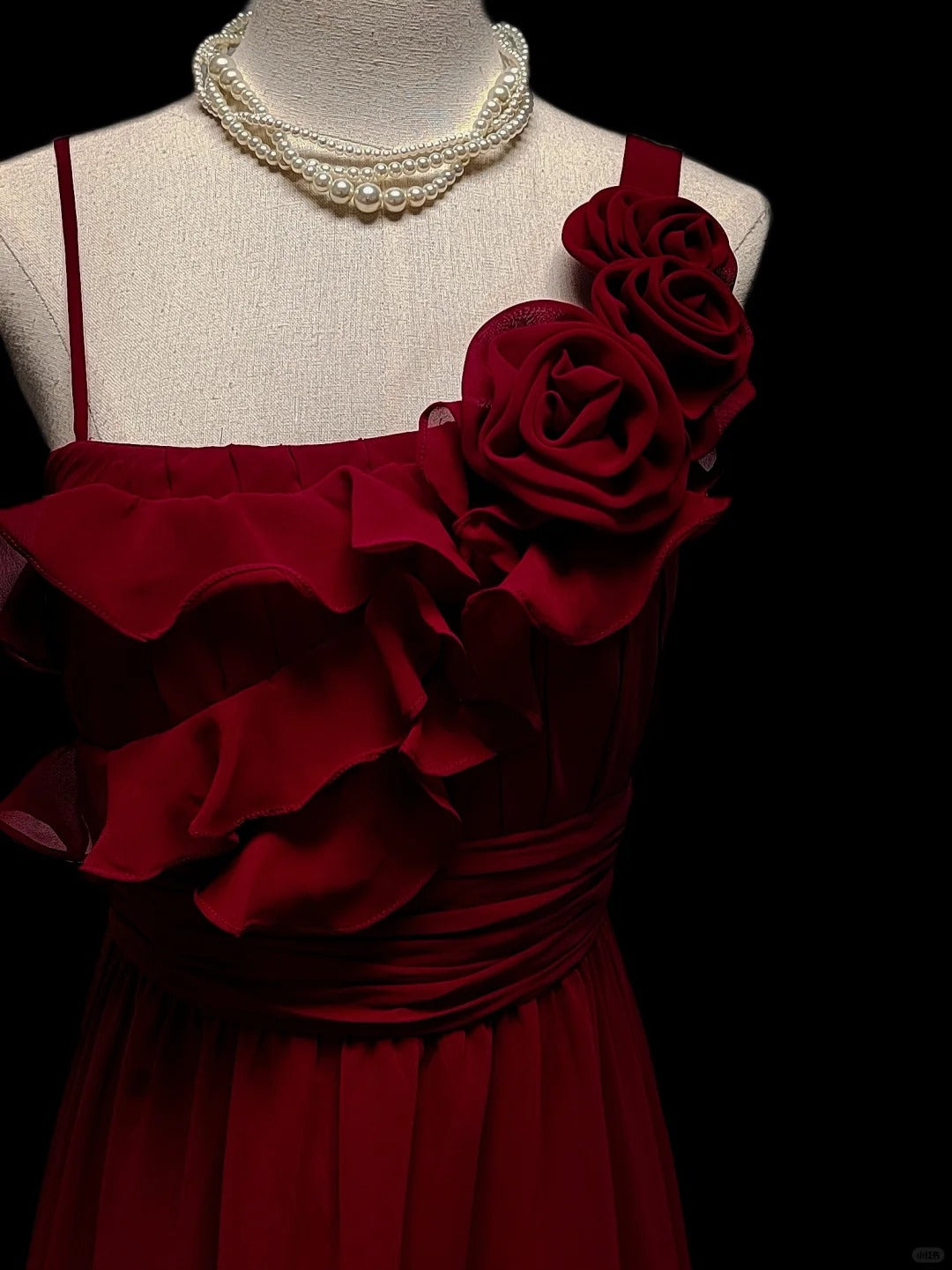 Red Elegant Beautiful Exquisite Floral Long Floor Length Chiffon Tulle Ball Gown Evening Gown Party Dress Prom Gown nv3982