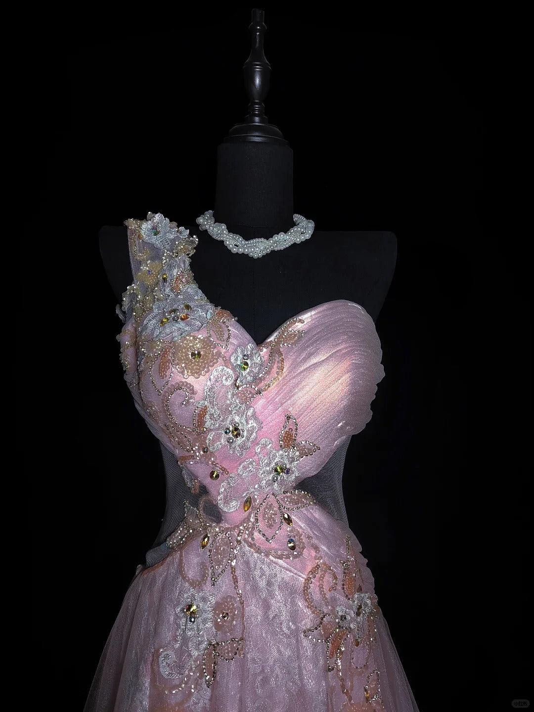 Rosa Wunderschöne Elegante Mode Exquisite Blumen Perlen Lange Meerjungfrau Satin Tüll Ballkleid Abendkleid Ballkleid nv3873