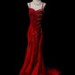 Rotes wunderschönes Retro-Mode-Elegantes exquisites Edelstein-Perlen-langes Satin-Meerjungfrauen-Slim-Fit-Ballkleid in Bodenlänge Abendkleid Ballkleid nv3944