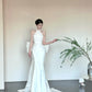 White Fashionable Gorgeous Elegant Exquisite Lace Long Mermaid Floor-length Tail Ball Dress Evening Dress Wedding Dress nv4056
