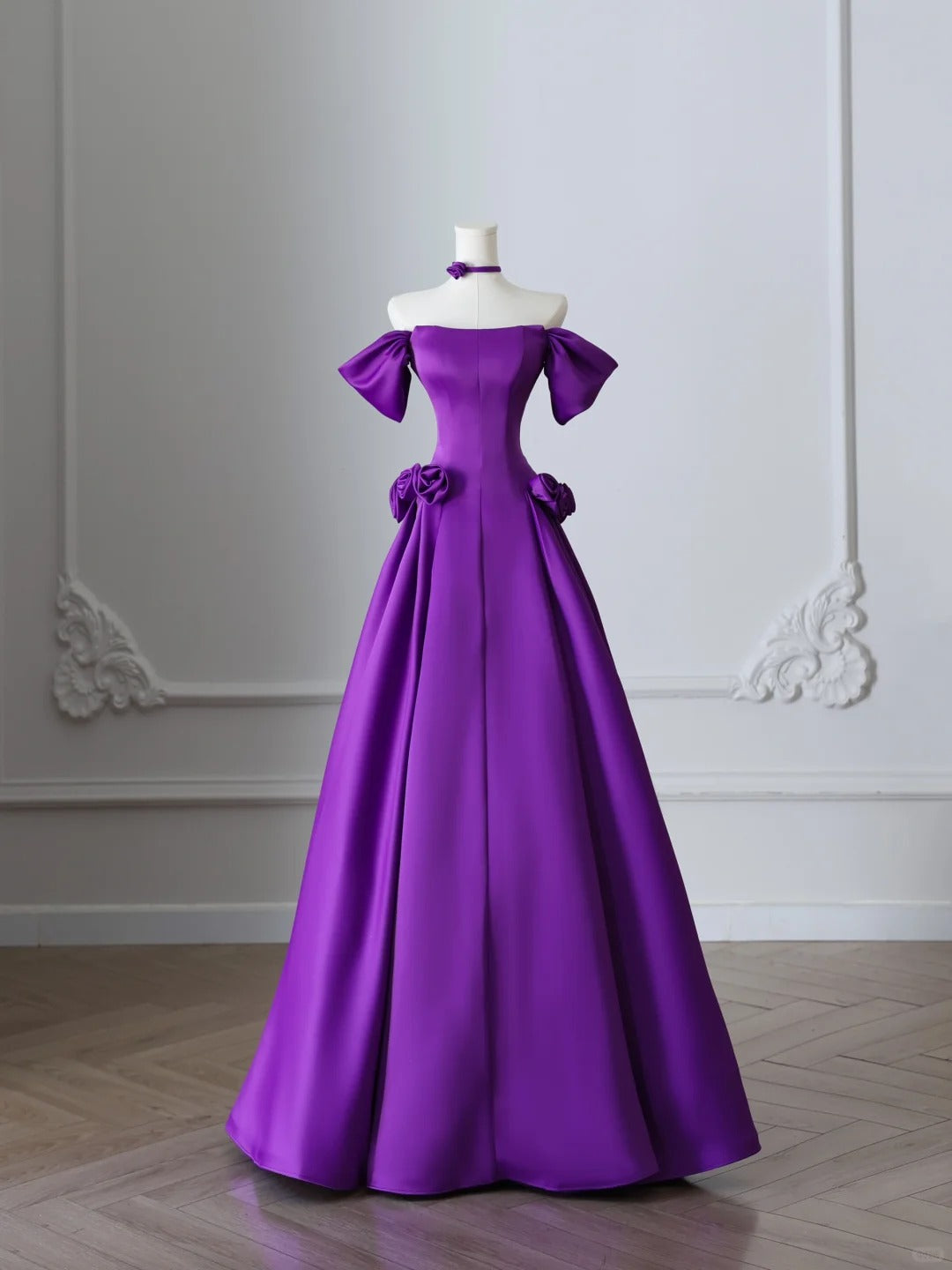 Purple Satin Elegant Long Prom Dress Evening Dress Graduation Dress nv4333