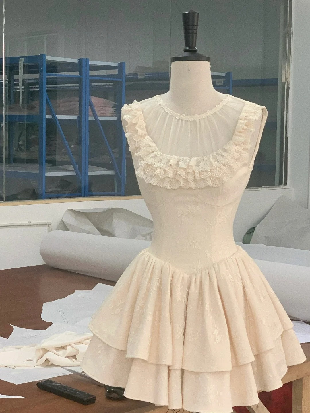 Weißes süßes kurzes Heimkehrkleid aus Spitze, Ballkleid, Geburtstagskleid, nv4516