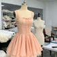 Pink/White lace sweet short tulle homecoming dress prom dress birthday dress nv4513