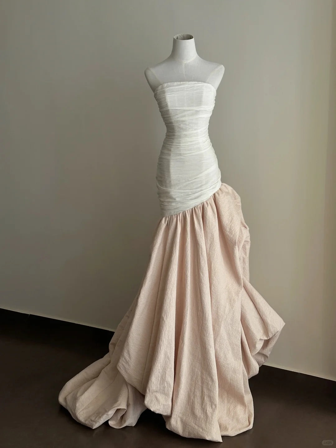 Robe de soirée longue en satin et tulle, élégante et élégante, blanche et rose, longueur au sol, nv4067