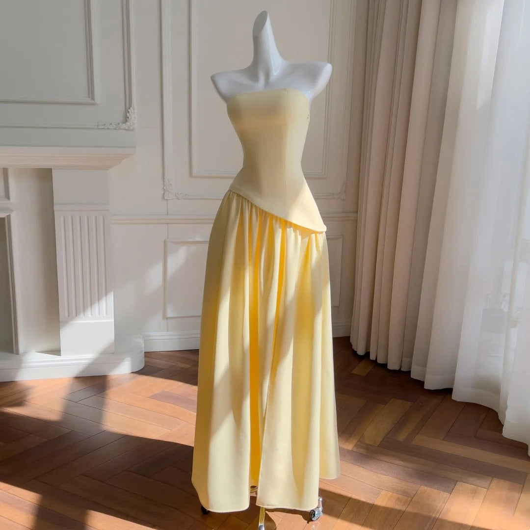 yellow fashion elegant satin homecoming dress prom dress birthday party dress evening dress graduation dress nv4674