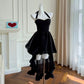 Black suspender short velvet homecoming dress prom dress birthday party dress nv4672