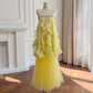 Yellow long/short chiffon tulle homecoming dress prom dress birthday party dress two piece suit nv4670