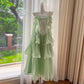 Green long chiffon tulle homecoming dress prom dress birthday party dress nv4669