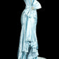 Robe de soirée sirène longue en satin bleu magnifique, perlée, robe de mariée, robe de banquet, nv4569