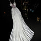 Silver Beading Fashion Elegant Long Satin Prom Dress Evening Dress Party Dress nv4687