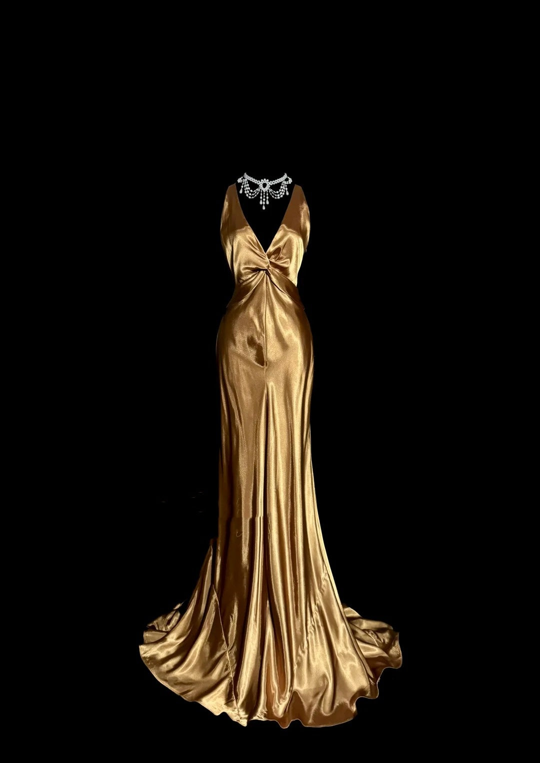 Gold Fashion Elegant Venus Goddess Long Satin Ball Gown Evening Dress Party Dress nv4556
