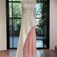 Modern Chinese Style Pink-White Contrast Strapless Shawl Pleated Train Gown - Elegant Dress for Engagement & Chinese Wedding  NV6361