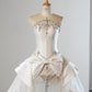 White Luxurious Gorgeous Exquisite Beaded Long Satin Floor Length princess Ball Gown Evening Gown Wedding Dress nv4125