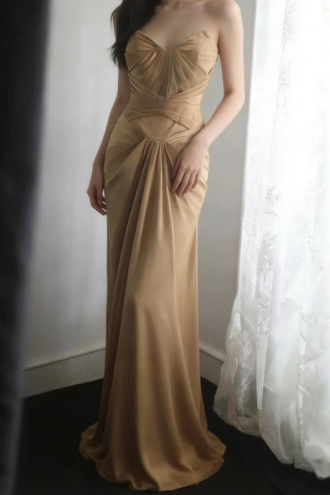 Formal long satin retro dress NV6586