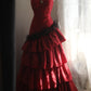 Flame Red Irregular Princess Dress Wedding Dress NV6585