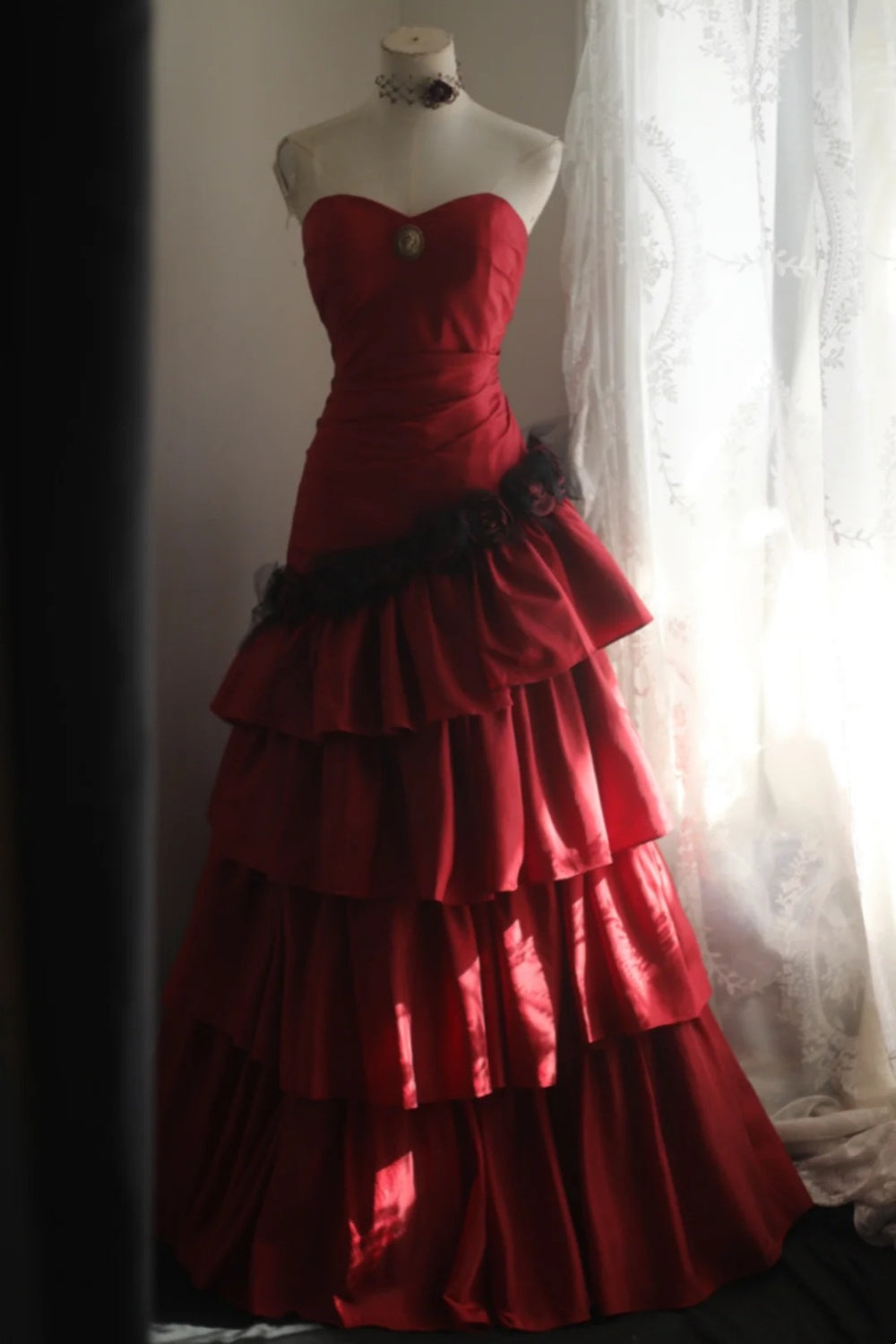 Flame Red Irregular Princess Dress Wedding Dress NV6585