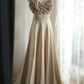 Brown Vintage Satin Long Prom Dress Evening Dress Party Dress Bridesmaid Dress nv4692