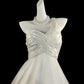 White stylish pleated pearl beaded short chiffon homecoming dress for birthdays nv5222