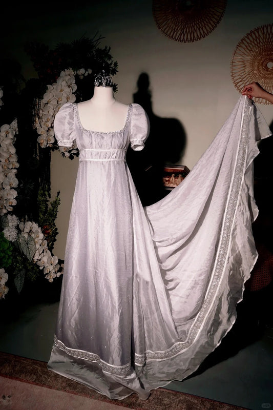 NiceVestidos--✨Girls' dress retro wear retro pink He Moonlight dress beautiful long short-sleeved tulle NV5664