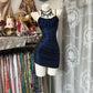 Navy Blue Vintage Elegant Short Satin Shiny Homecoming Dress Prom Dress Cocktail Party Dress nv4624