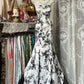 Retro black and white floral fashion long chiffon prom dress nv5427