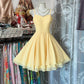 Yellow Fashion Homecoming Dress Short Chiffon Birthday Dress Party Dress nv4371
