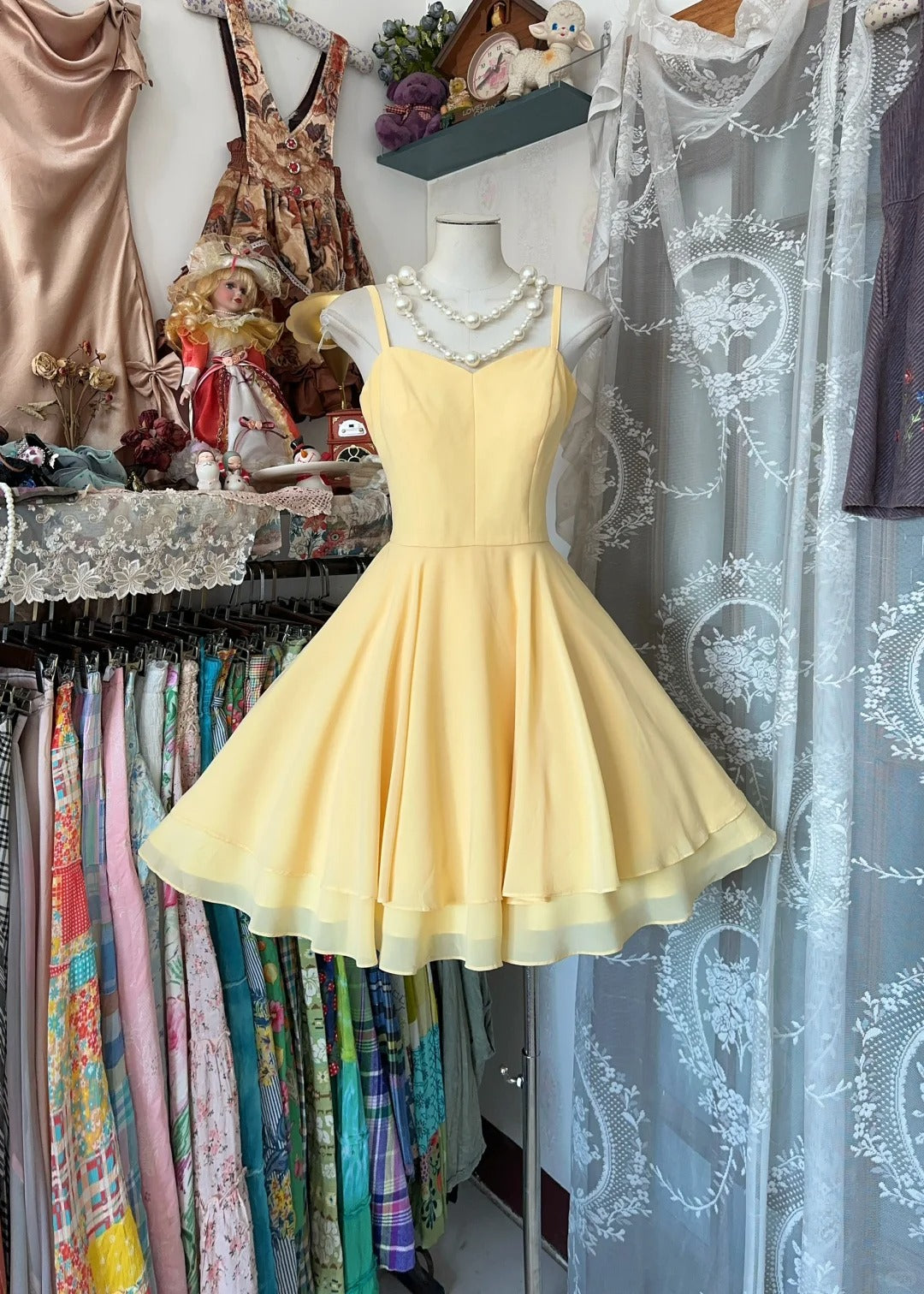 Yellow Fashion Homecoming Dress Short Chiffon Birthday Dress Party Dress nv4371