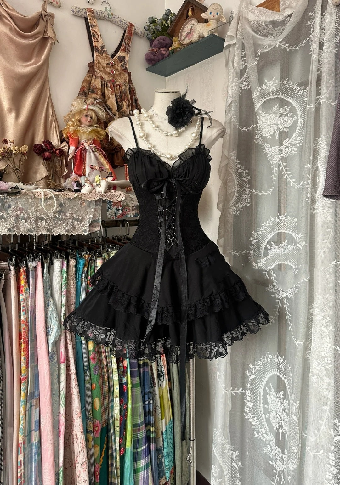 Black Vintage Short Tulle Homecoming Dress Prom Dress Party Dress nv4307