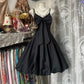 Black vintage short fashion satin homecoming dress birthday party dress prom dress nv4620